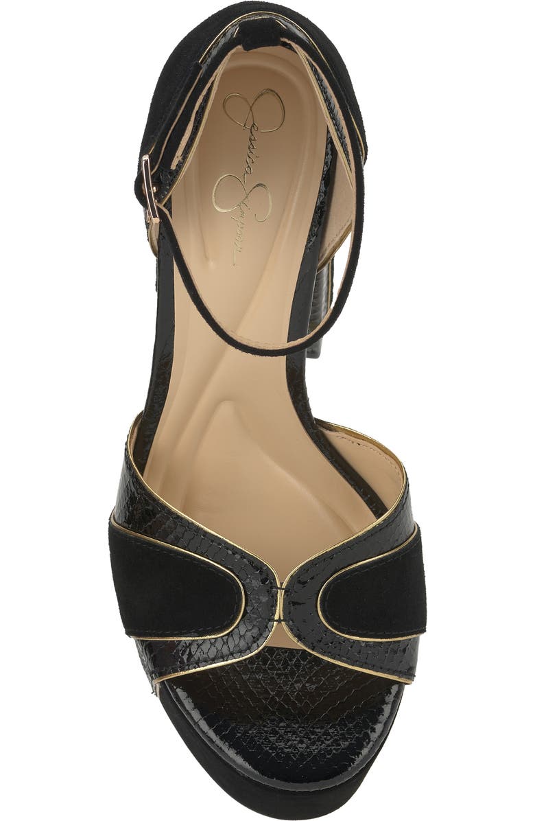 Jessica Simpson Avele Ankle Strap Block Heel Platform Sandal, Alternate, color, Black/ Gold