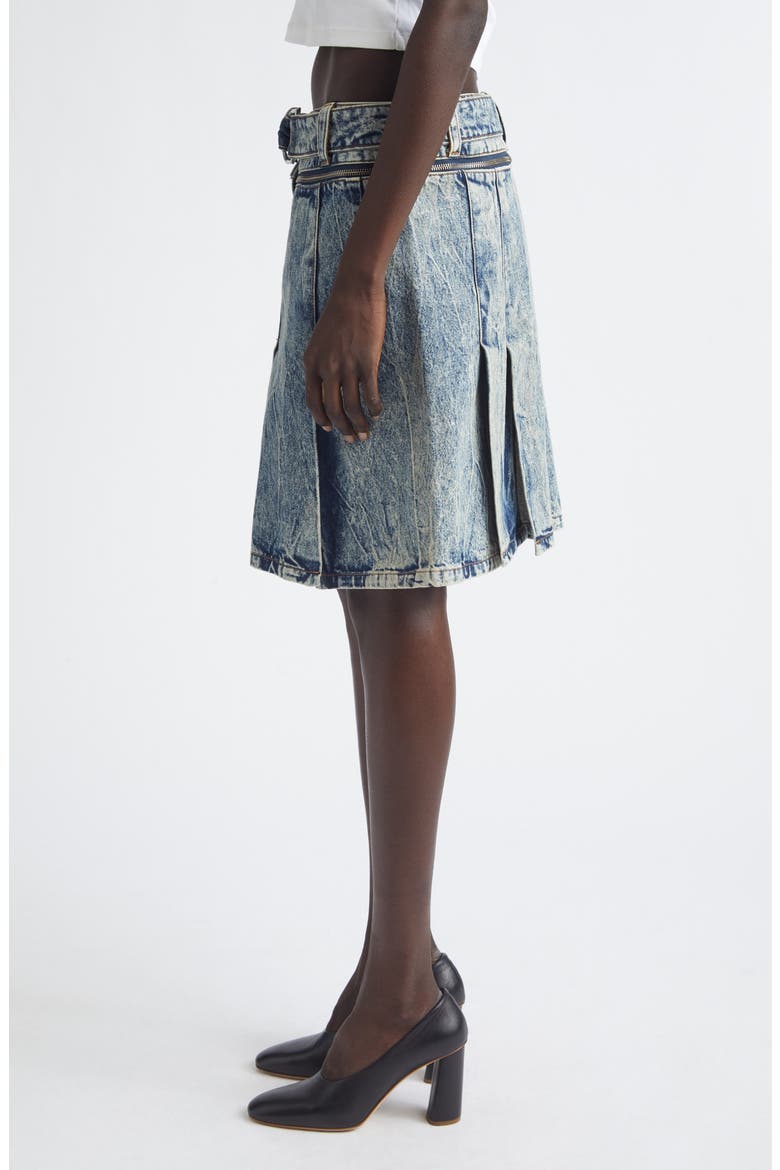 Denim Car Wash Pleated Skirt, Alternate, color, BLUE