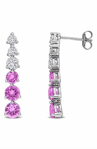 Lab Created Pink Sapphire Linear Drop Earrings