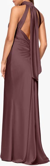 Halter Neck Satin Sheath Gown