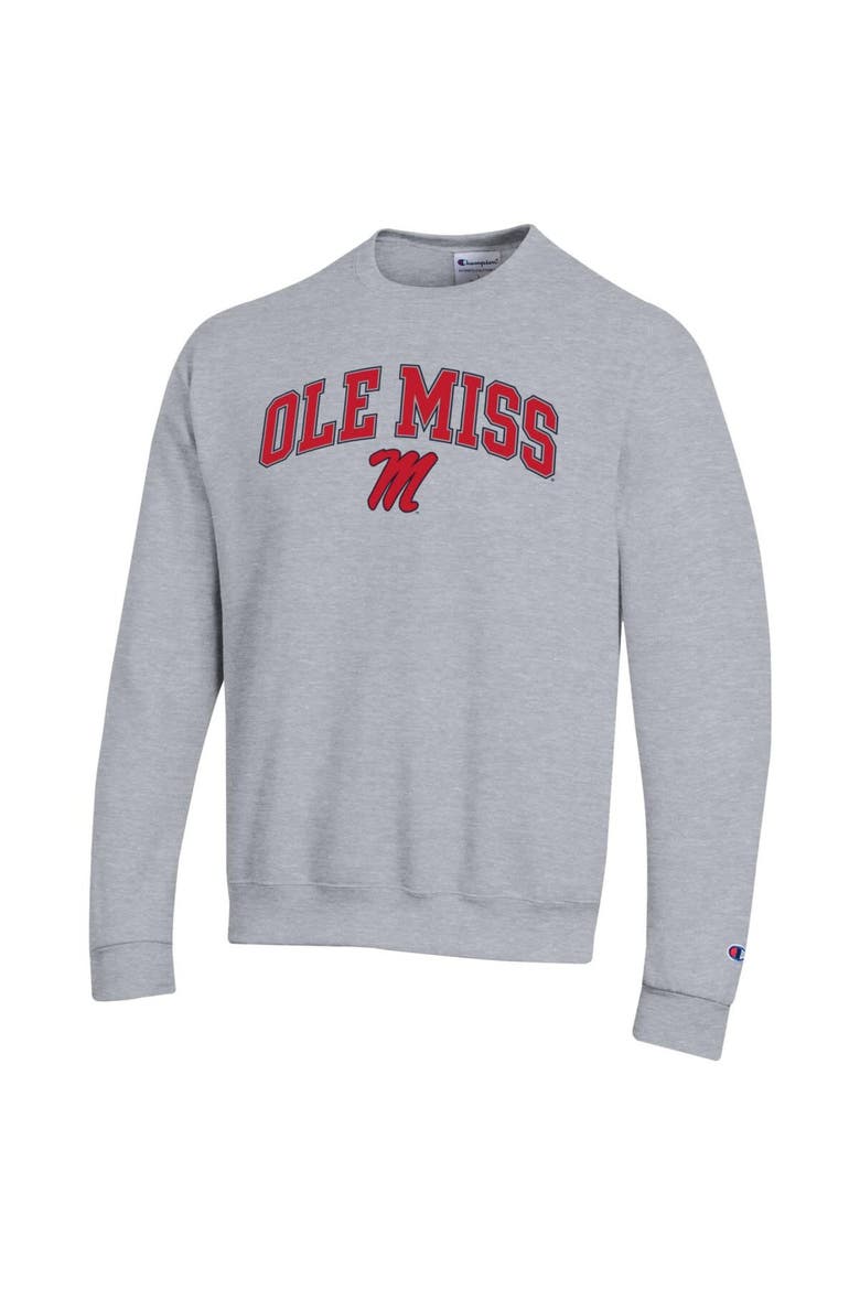 Men's Champion  Heather Gray Ole Miss Rebels Arch Over Logo Pullover Sweatshirt, Alternate, color, Heather Gray