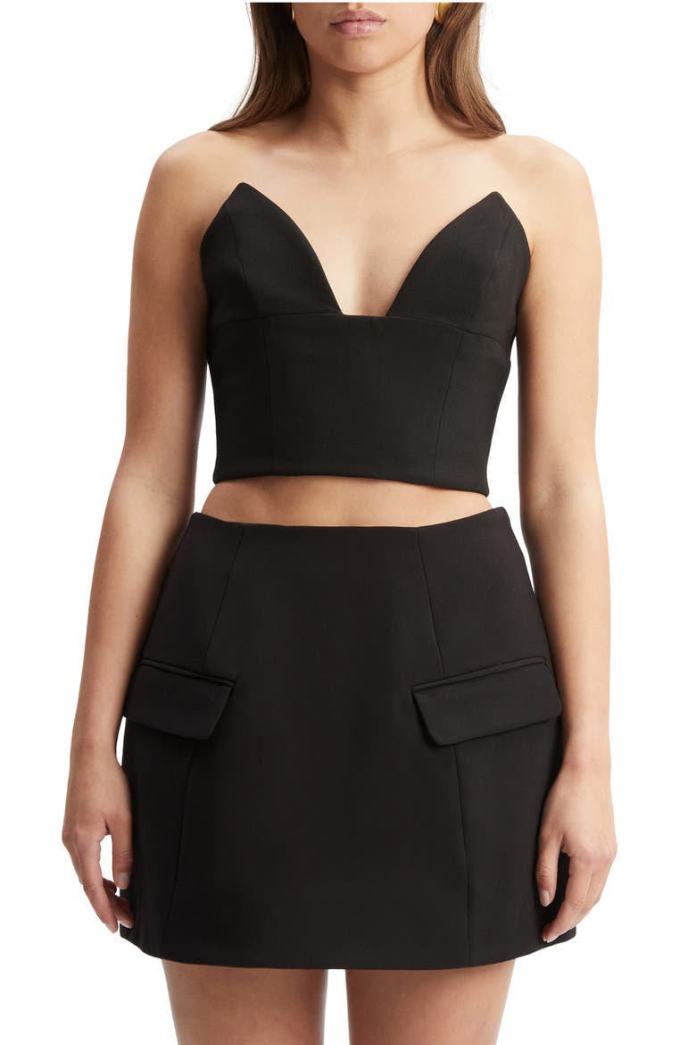 Delphi Strapless Crop Top, Main, color, BLACK