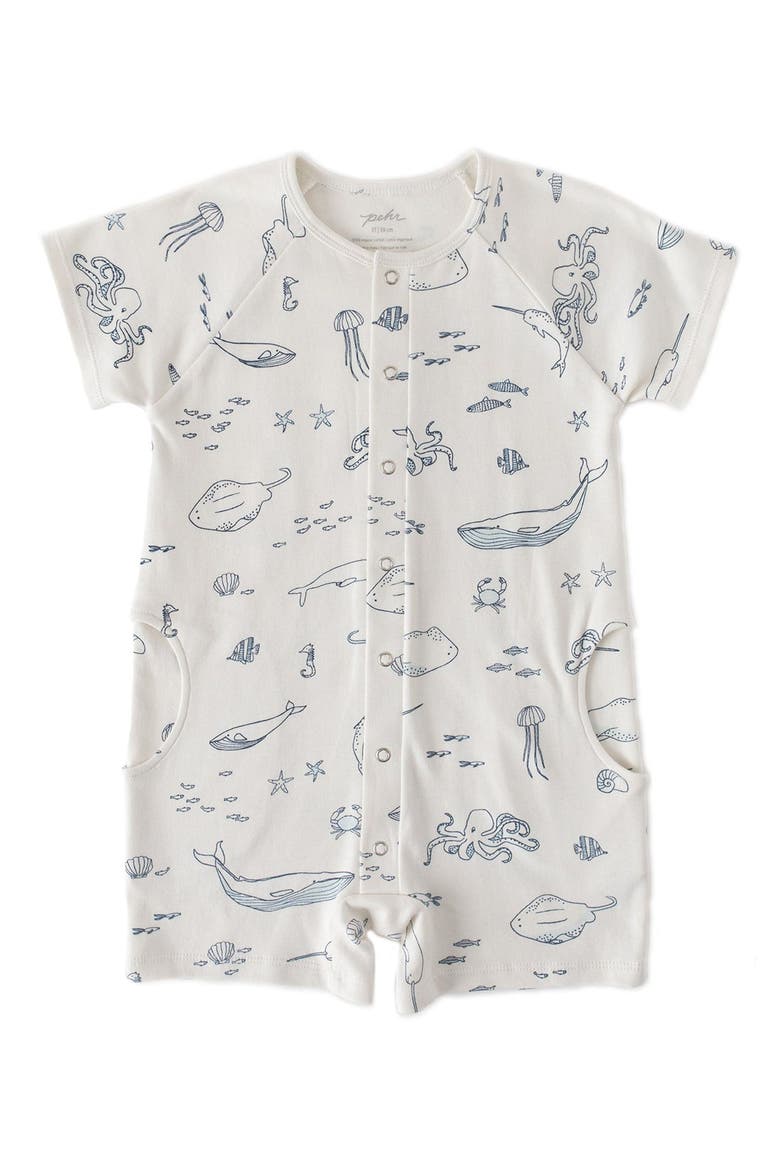 Life Aquatic Rolled Cuff Short Romper, Main, color, NAVY