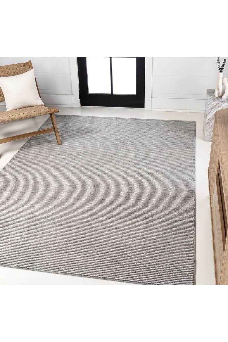 Cole Modern Minimalist Pinstripe High-Low Area Rug, Alternate, color, Dark Silver/White