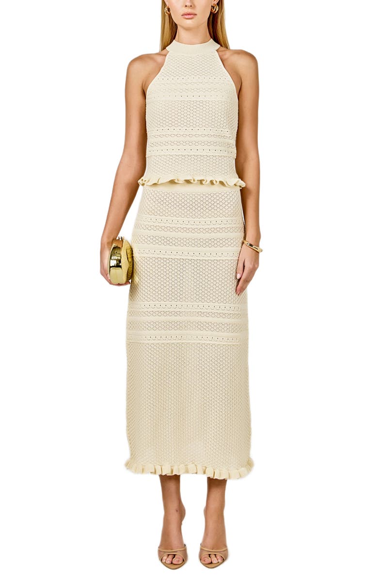 Endless Rose Pointelle Mock Neck Sweater Tank, Alternate, color, Ivory