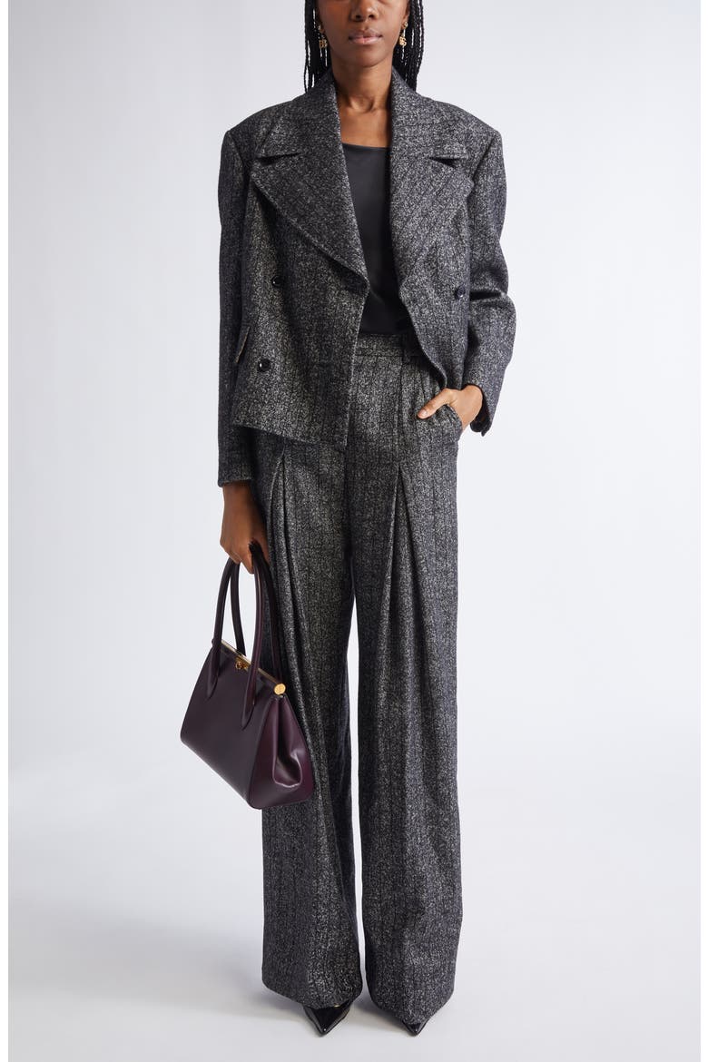Stripe Double Breasted Wool Blend Crop Jacket, Alternate, color, S8051 RIGATO