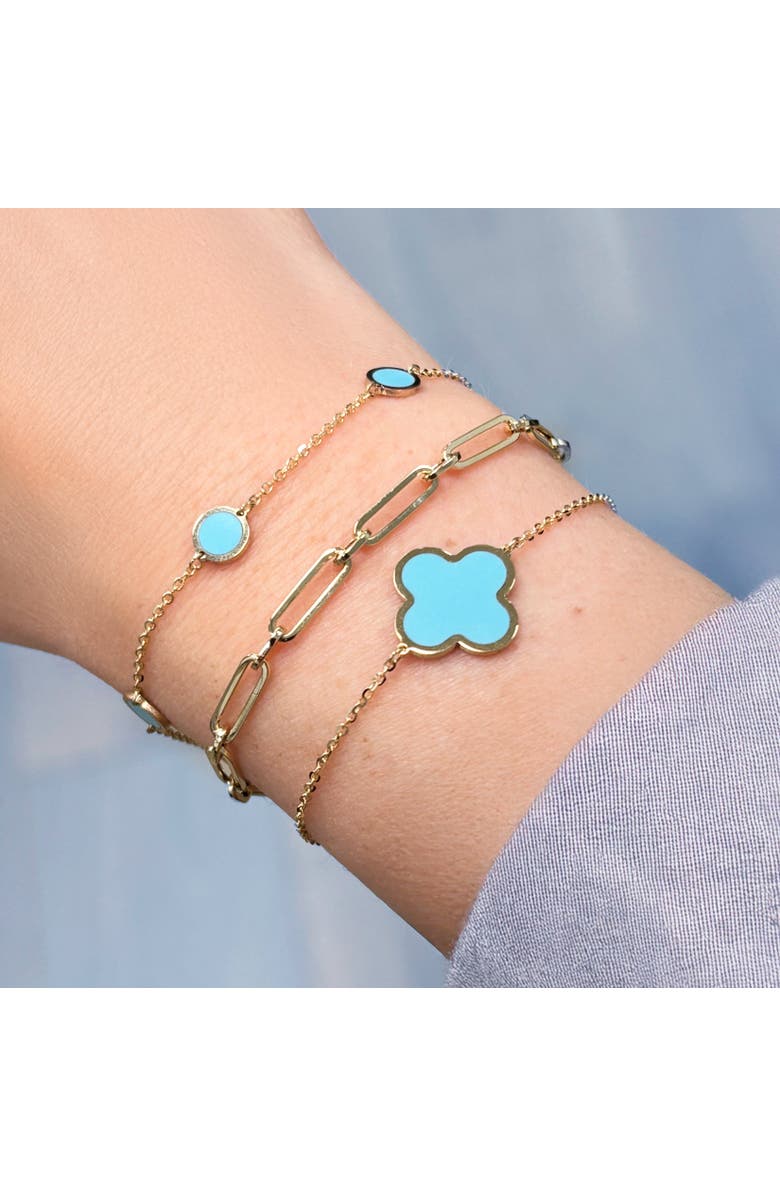 The Lovery Fine Jewelry Large Turquoise Single Clover Bracelet, Alternate, color, Turquoise