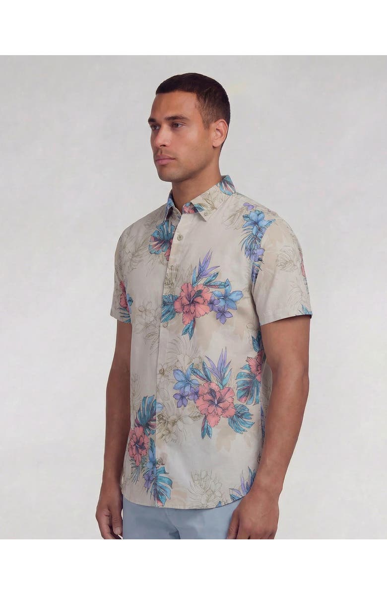 Lords of Harlech Exotic Floral Mens Knit Shirt, Alternate, color, Exotic Floral Neutral