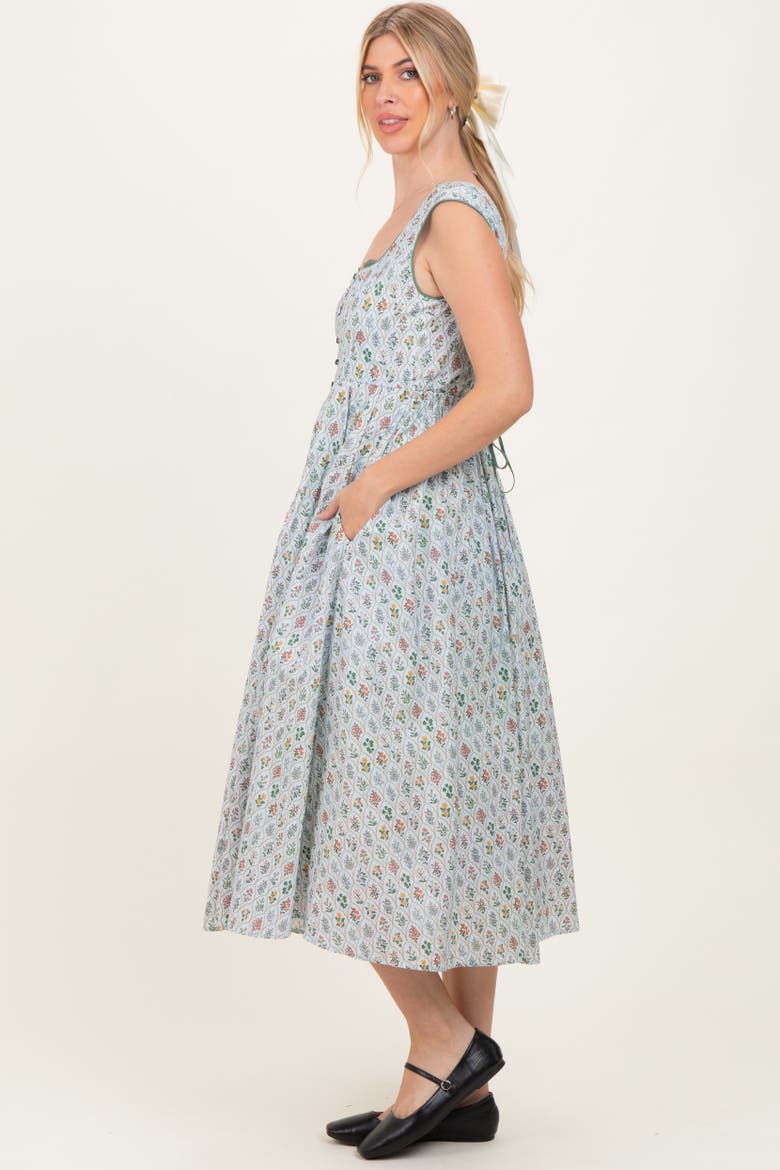 Floral Button Front Sleeveless Maxi Dress, Alternate, color, Light Blue