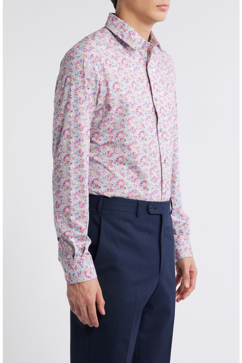 Garden Floral Print Knit Cotton Blend Dress Shirt, Alternate, color, MULTI