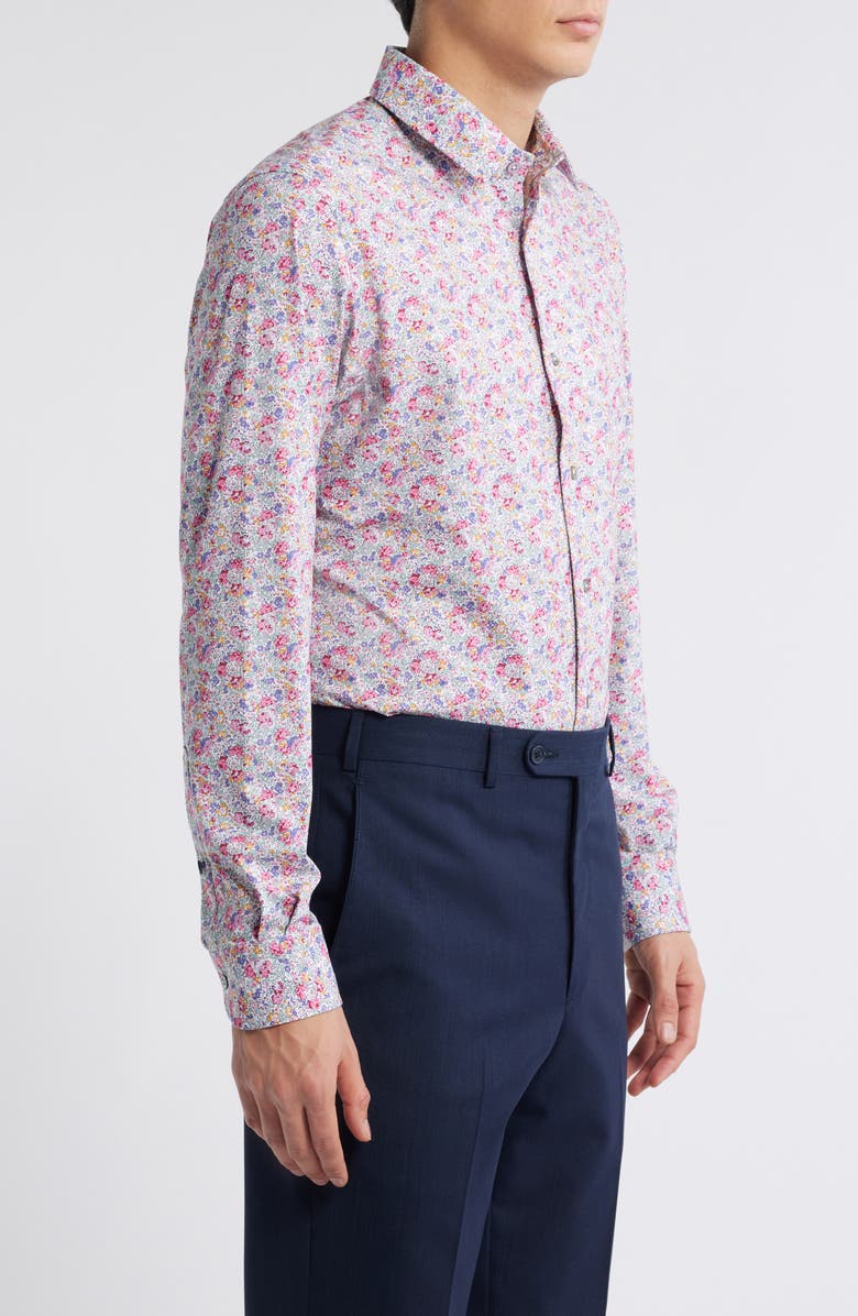 Zanella Garden Floral Print Knit Cotton Blend Dress Shirt, Alternate, color, Multi