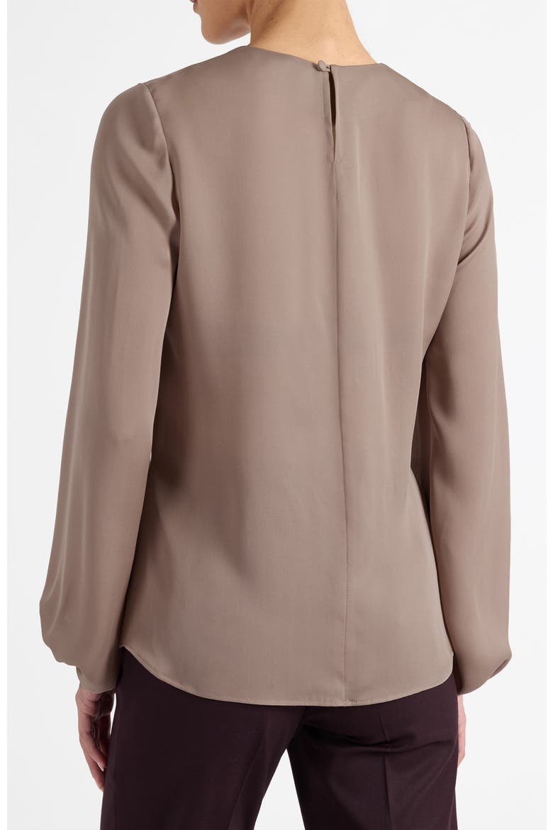 Elena Long Sleeve Twist Neckline Blouse in Silk Charmeuse, Alternate, color, DUSTY MAUVE