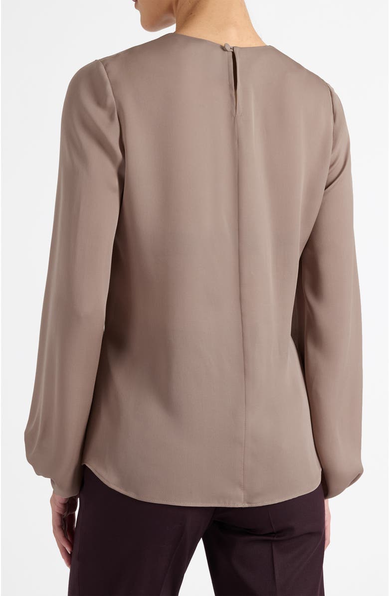Santorelli Elena Long Sleeve Twist Neckline Blouse in Silk Charmeuse, Alternate, color, Dusty Mauve