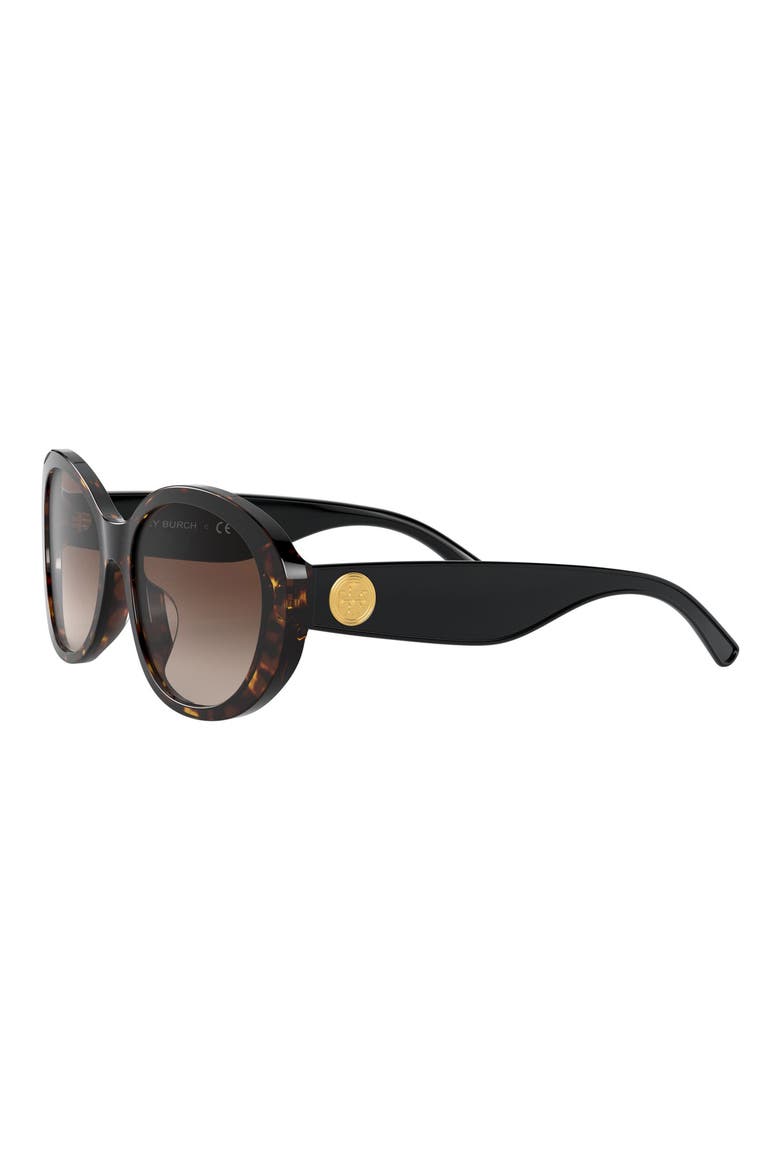 55mm Oval Sunglasses, Alternate, color, DK TORT