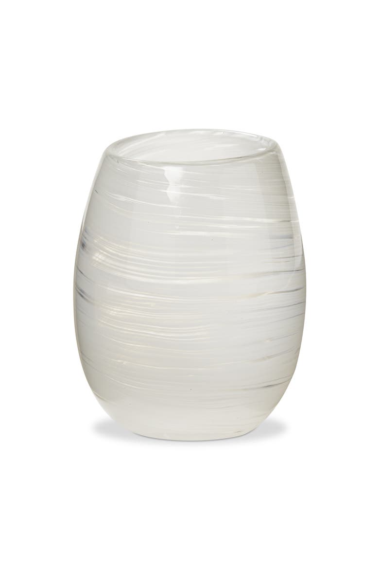 Swirl Stemless Wine Glass Dishwasher Safe Everyday Drinkware, Main, color, White