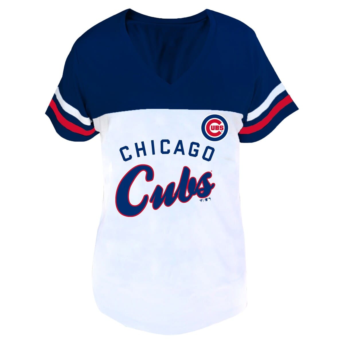 Women's Profile White/Royal Chicago Cubs Plus Size Two-Stripe V-Neck T-Shirt - image 2