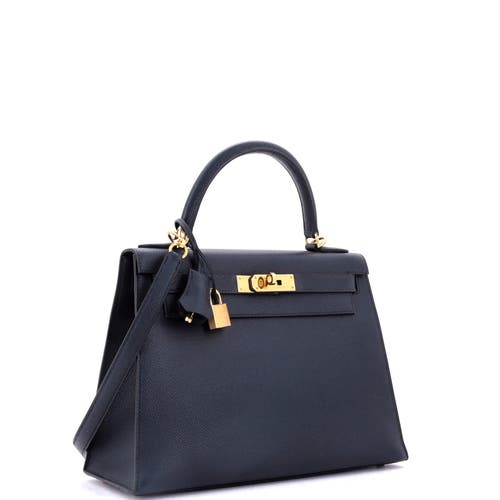 Pre-owned Hermes Hermes Kelly Handbag Black Epsom With Gold Hardware 28 In Black