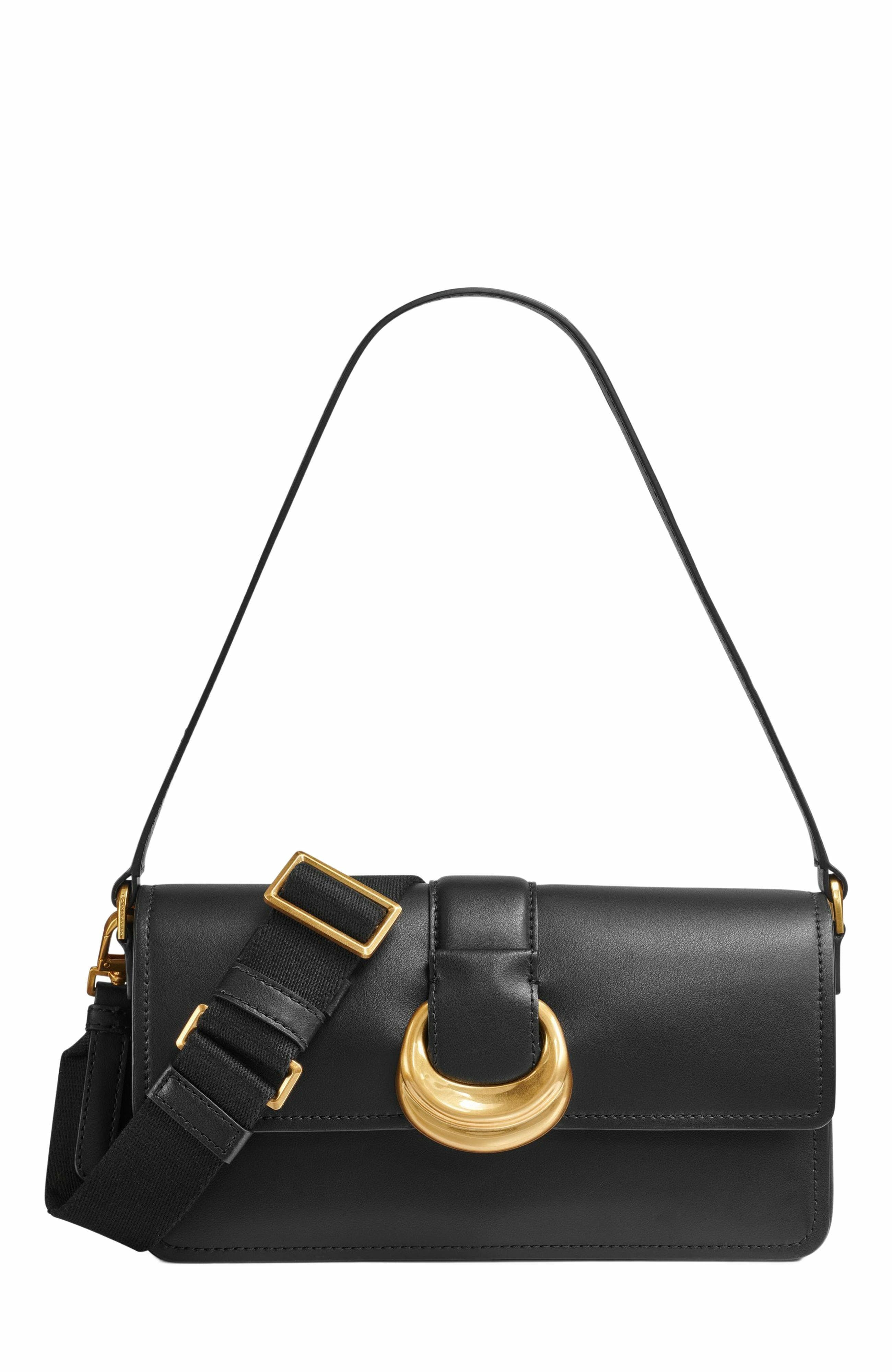 Donna Karan New York Valley Stream Convertible Shoulder, Main, color, Black/Gold
