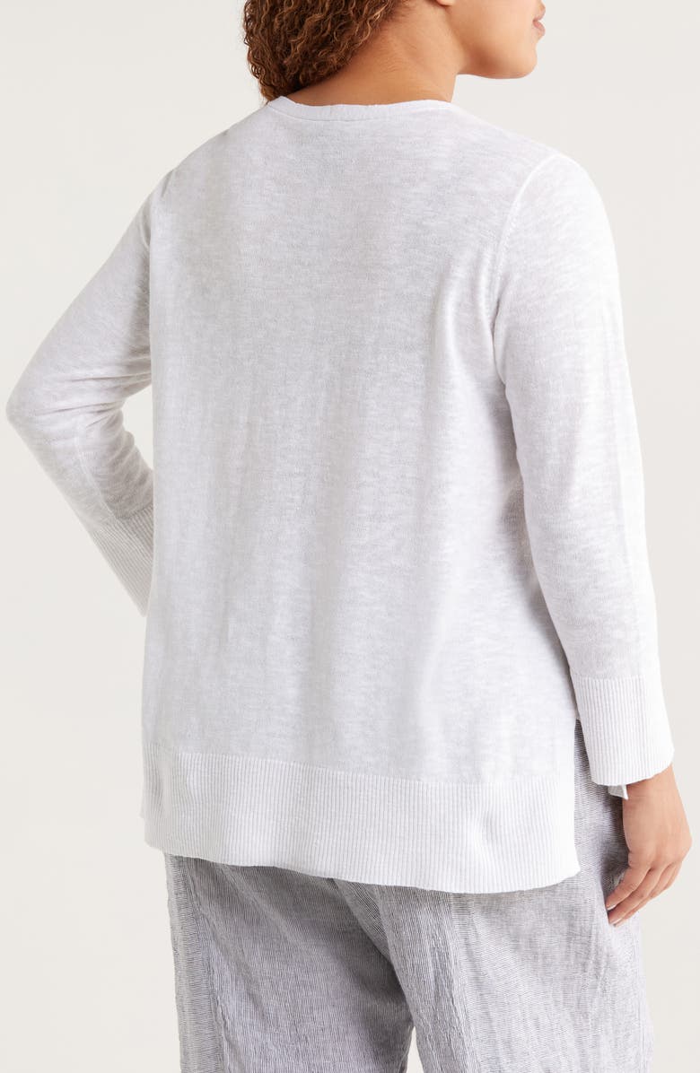 Eileen Fisher Organic Linen & Organic Cotton V-Neck Sweater, Alternate, color, White