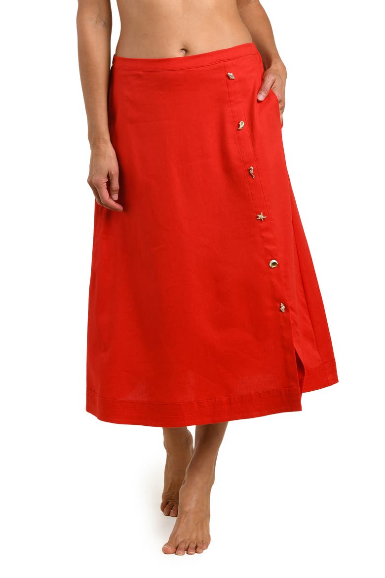 Harbor Breeze Midi Cover-Up Skirt, Main, color, RUBY