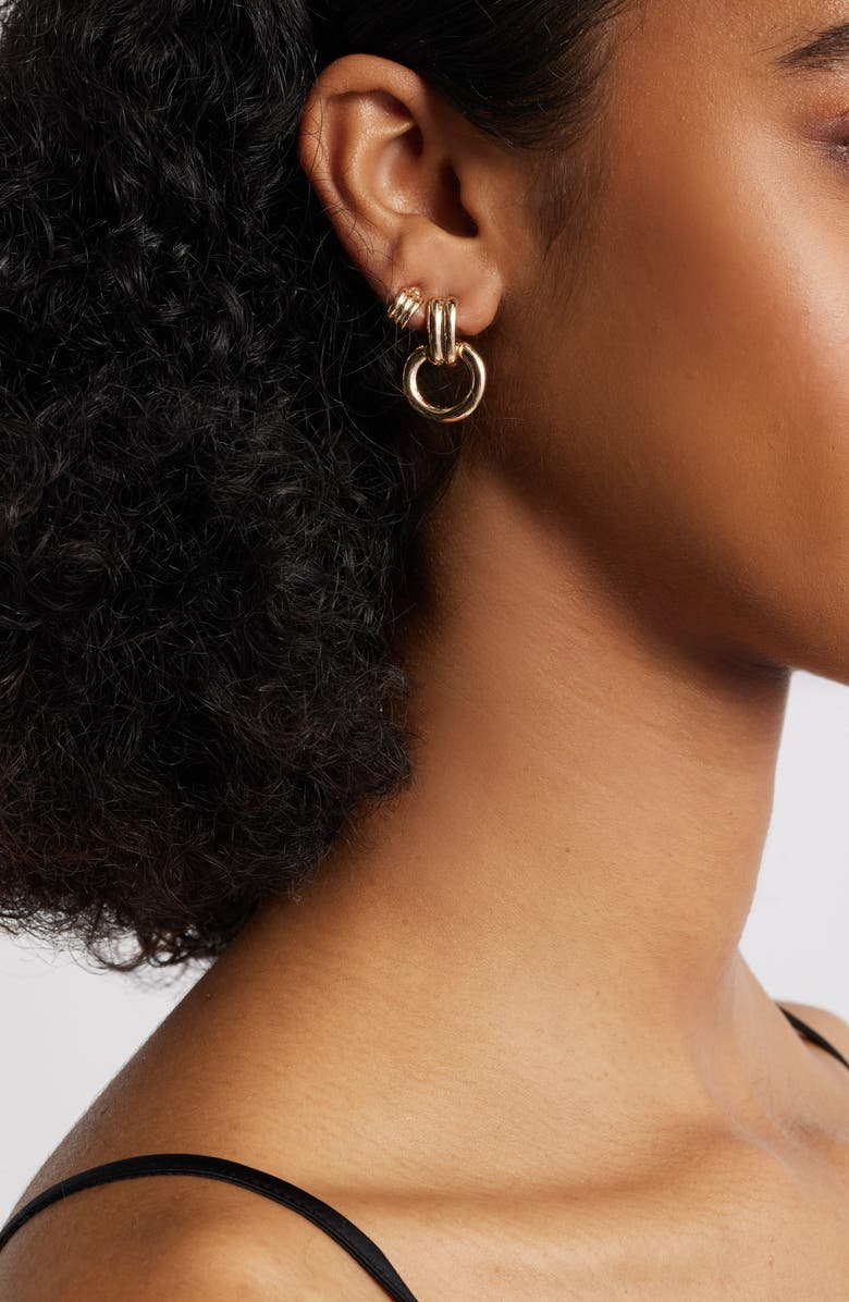 Open Edit 2 Pairs of Hoop Earrings, Alternate, color, Gold