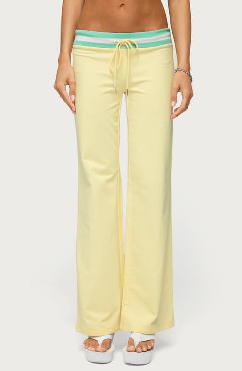 Clioh Contrast Waist Straight Leg Sweatpants