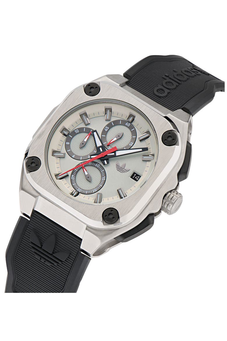 City Tech Three Chronograph Resin Strap Watch, 45mm, Alternate, color, BLACK