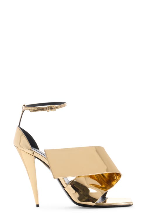 Givenchy Sliced Square Heeled Sandals In Mirror Effect Leather In Gold