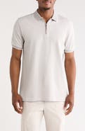 DENIM AND FLOWER Stripe Cotton Blend Quarter Zip Polo