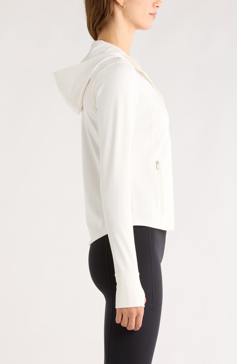 Zella Cozy Tech Zip Hooded Jacket, Alternate, color, Ivory Egret