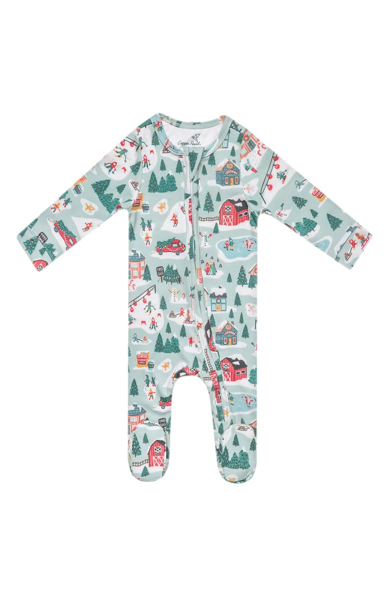 Copper Pearl Snowy Slope Zip Footie, Main, color, Snowy Slope