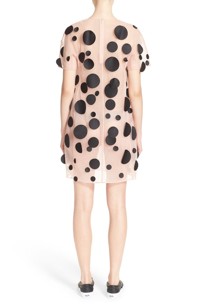 Mesh Shift Dress, Alternate, color, NUDE/ BLACK