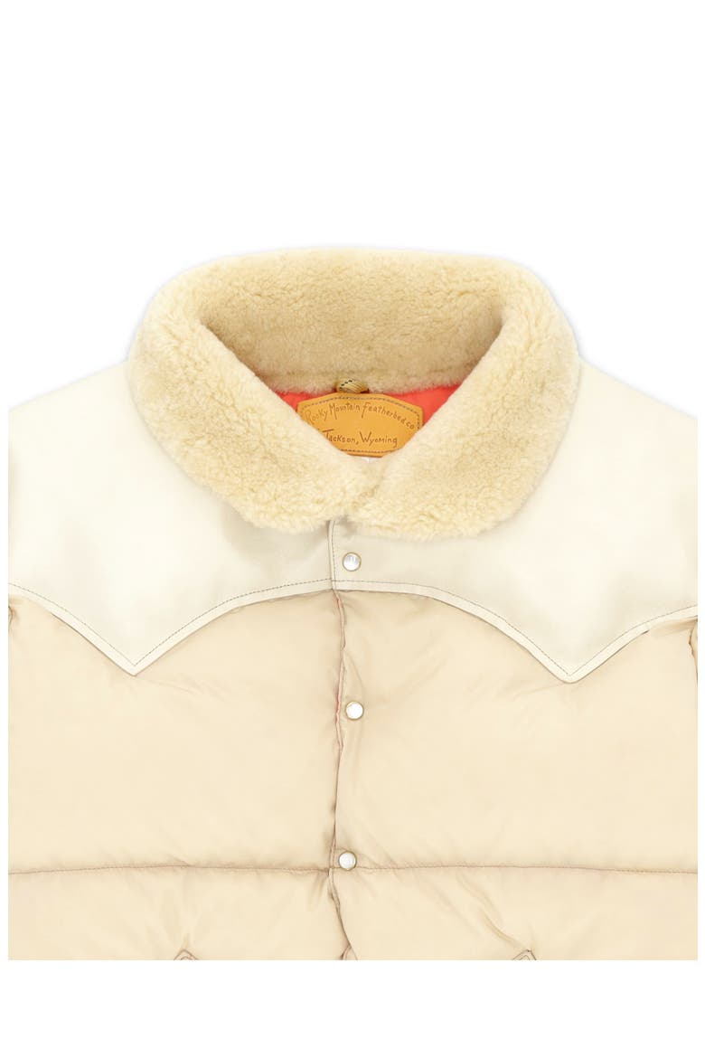 Christy Shearling Collar Nylon Jacket, Alternate, color, Beige