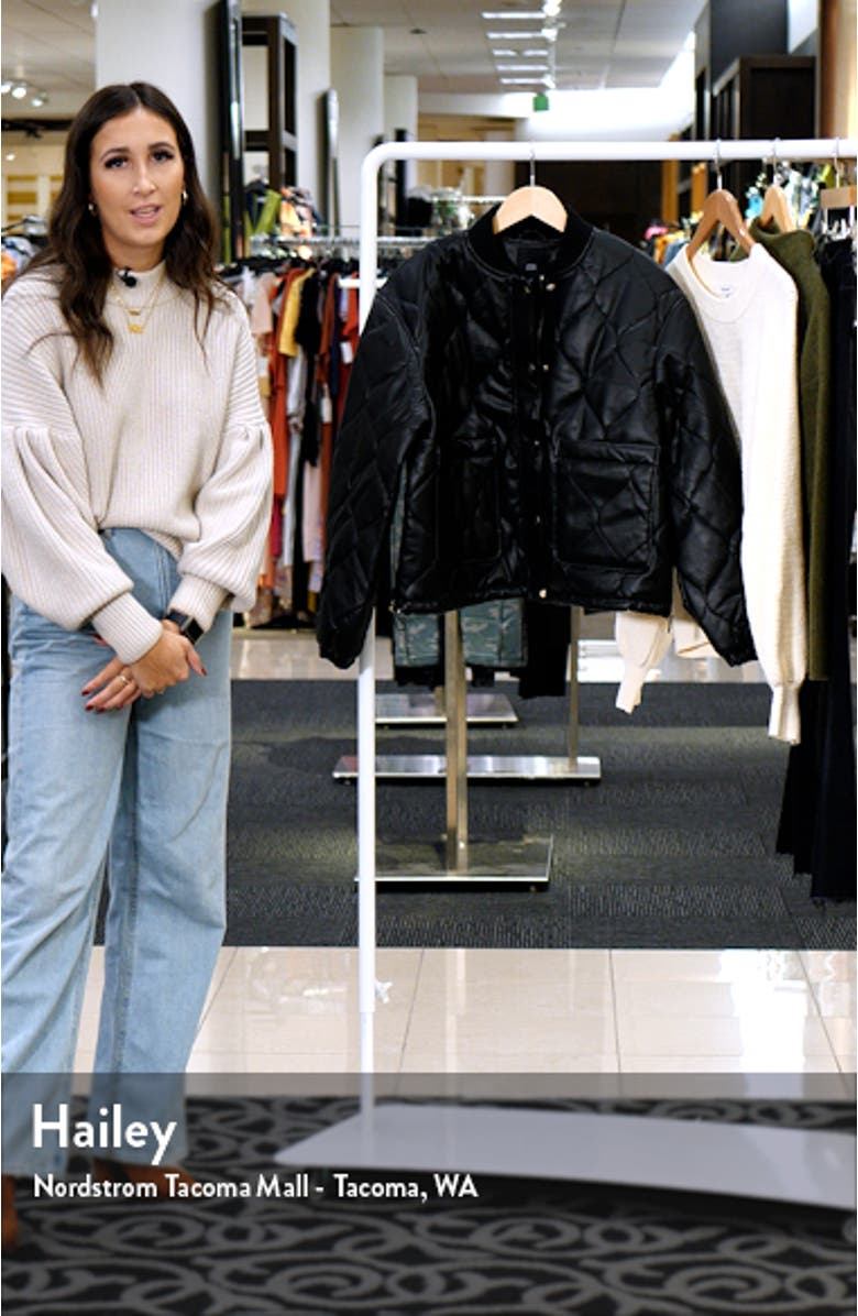 Quilted Faux Leather Bomber Jacket, sales video thumbnail