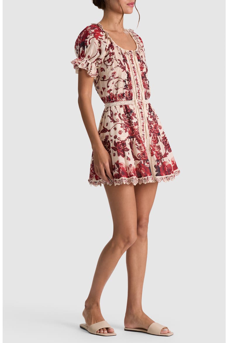 McLaine Embroidered Puff-Sleeve Dress, Alternate, color, ORCHARD GLOW