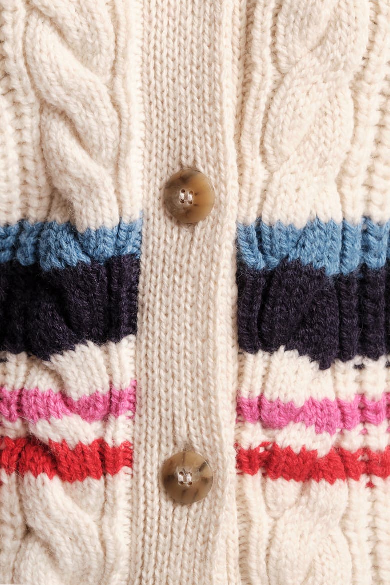 Varsity Stripe Cardigan, Alternate, color, Natural/Multi