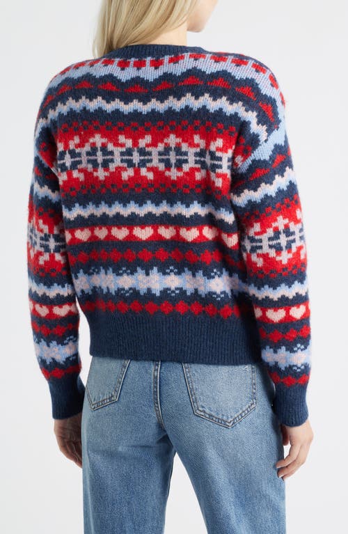 Lucky Brand Fair Isle Cardigan In Purple
