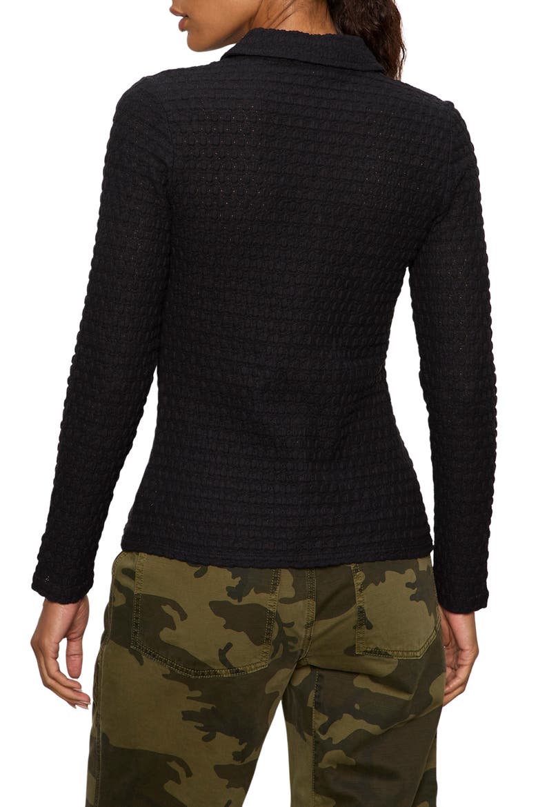 Dreamer Textured Bubble Knit Button-Up Shirt, Alternate, color, BLACK