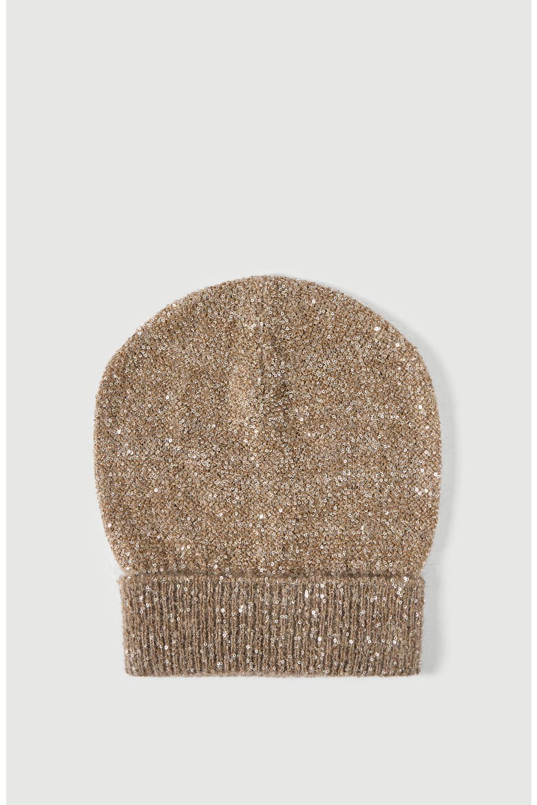Dazzling Texture Mohair And Wool Knit Beanie, Main, color, Light Brown