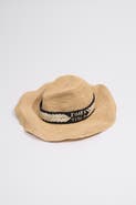 Bimba y Lola Raffia Embroidered Band Hat