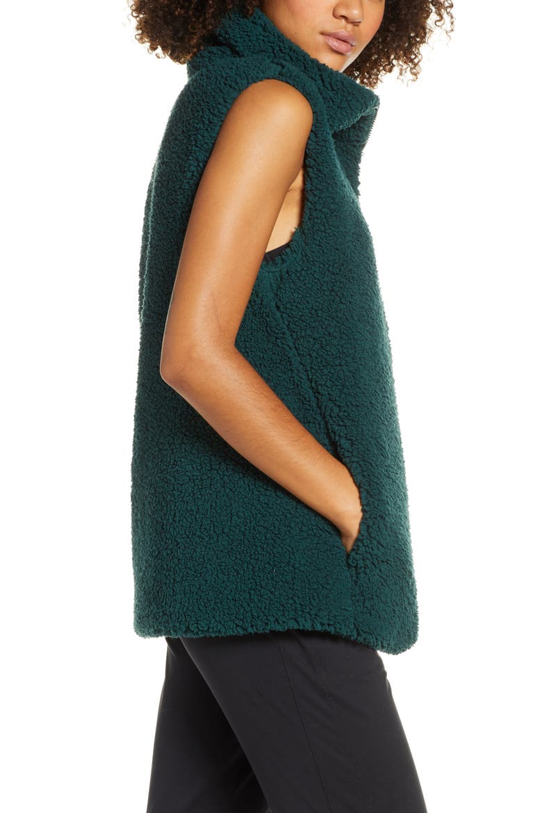Cozy High Pile Fleece Vest, Alternate, color, GREEN PONDEROSA