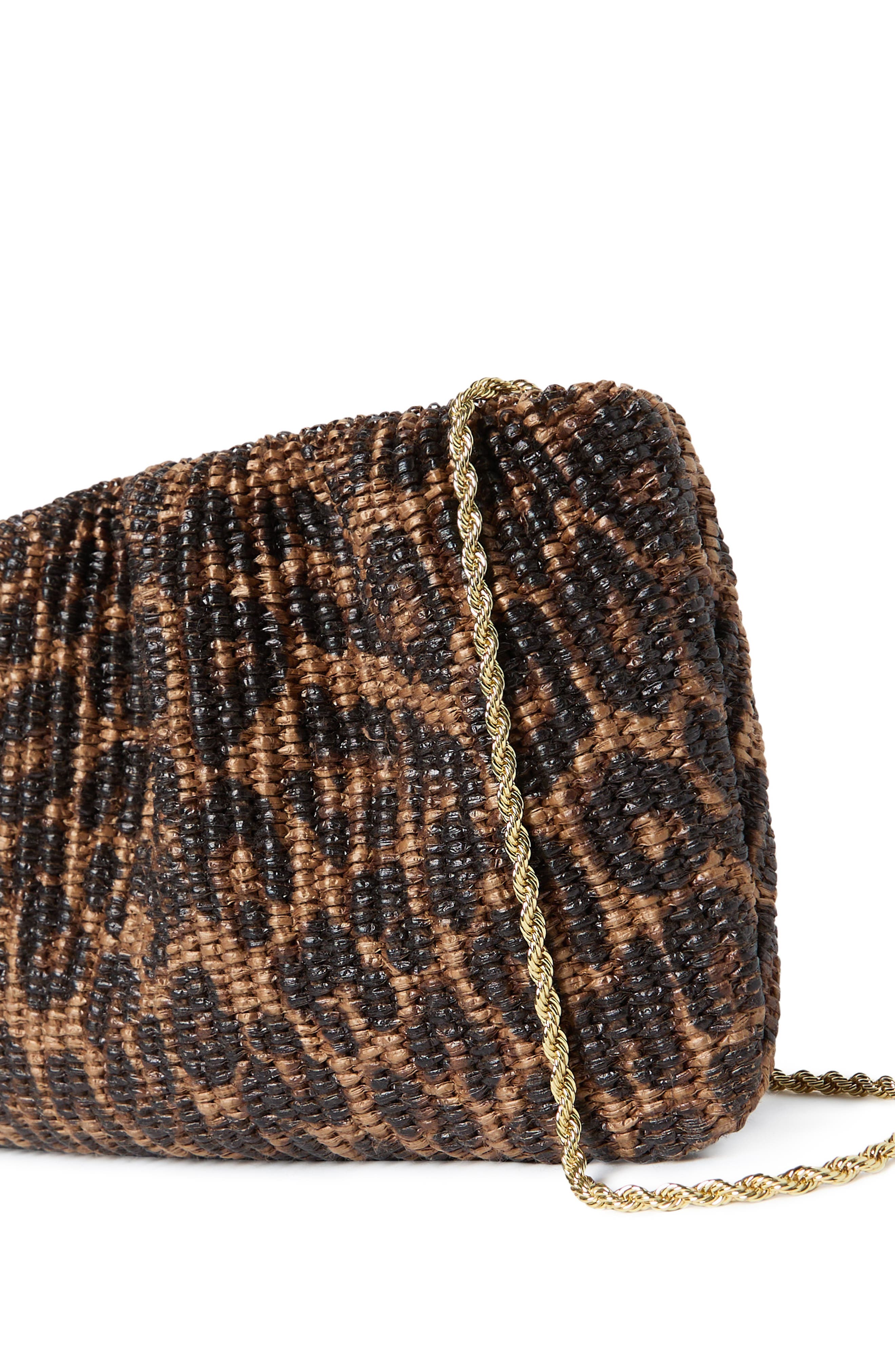 Loeffler Randall Serena Gathered Clutch, Alternate, color, Leopard