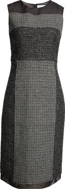 ST. JOHN Micropattern Mixed Tweed Sheath Dress