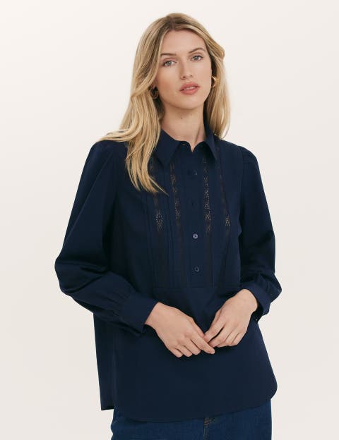 Remy Lace Detail Cotton Shirt