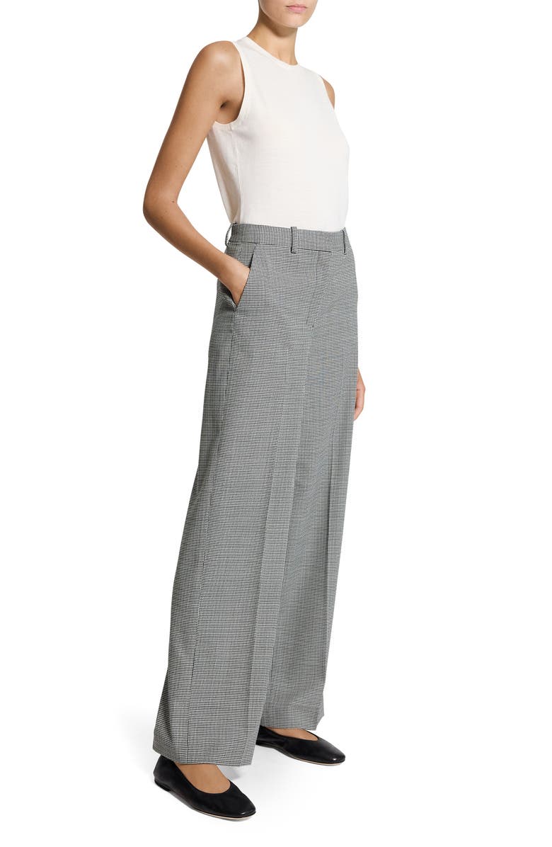 Theory Plaid Wide Leg Wool Blend Pants, Alternate, color, 