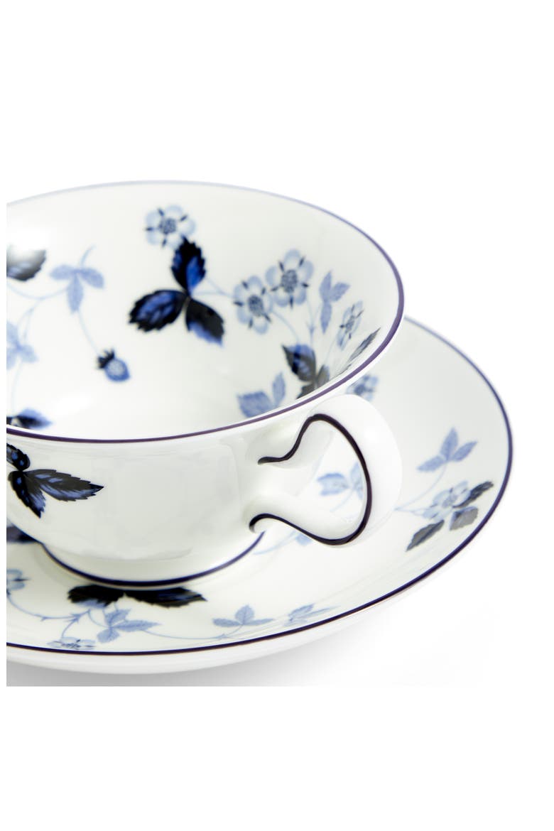 Wild Strawberry Bone China Teacup & Saucer Set, Alternate, color, BLUE