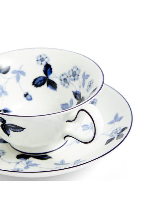 Wedgwood Wild Strawberry Inky Blue Teacup And Saucer In Blue