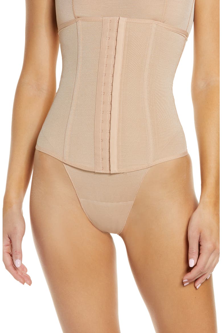 Powermesh Waist Trainer, Main, color, CLAY