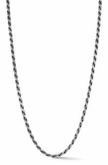 Yield of Men Men's Oxidized Sterling Silver Rope Necklace
