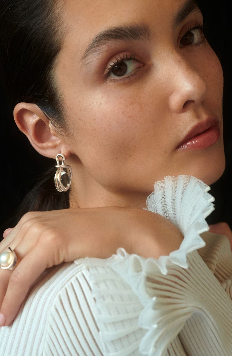 Lady Grey Sling Quartz Drop Earrings, Alternate, color, Silver